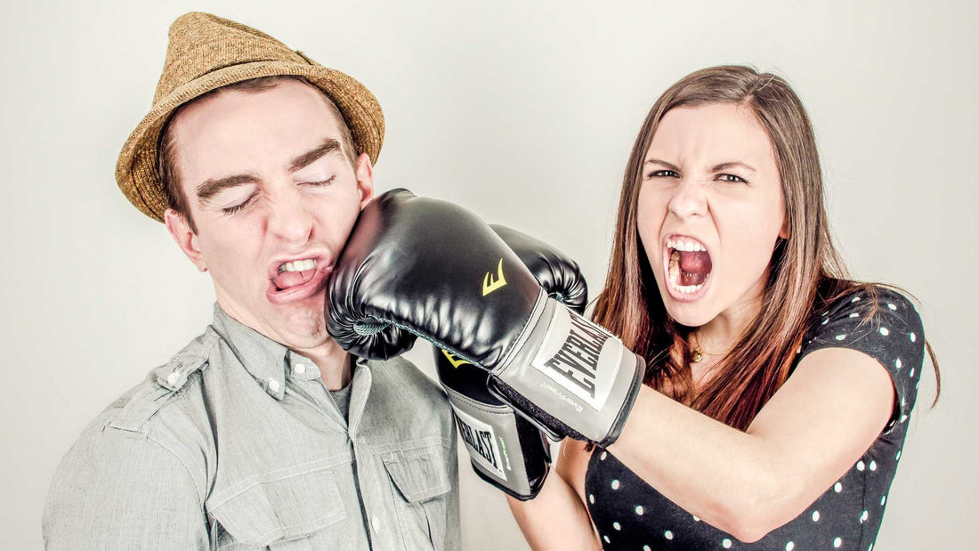 stressed person punching someone